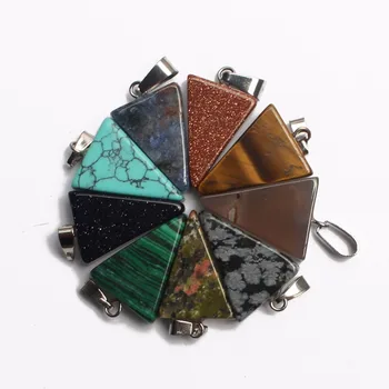 

Fashion good quality assorted natural stone mixed triangle charms pendants Bracelet Necklace Making 15x20mm free shipping