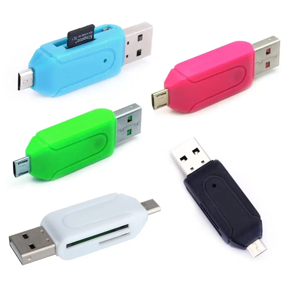 5 цветов 2 в 1 USB OTG кардридер Универсальный Micro TF / SD телефонный расширительный