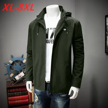 

2018 new spring plus size 10XL 9XL 8XL 7XL 6XL 5XL Brand Jacket Men Clothes Trend Fit Casual Mens Detachable hat Jacket