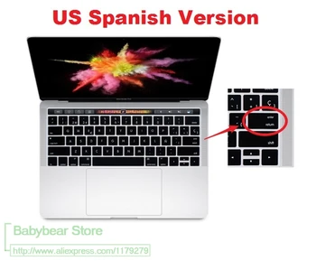 

US Spanish Silicone Keyboard Cover Skin Protector Film for Macbook Pro 13 15 A1706 A1989 A1707 A1990 With Touch Bar USA enter