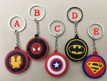 

New 60 pcs Mix Avengers Double sided Rubber Key Chain 4CM For Best Gift Free Shipping FY-08
