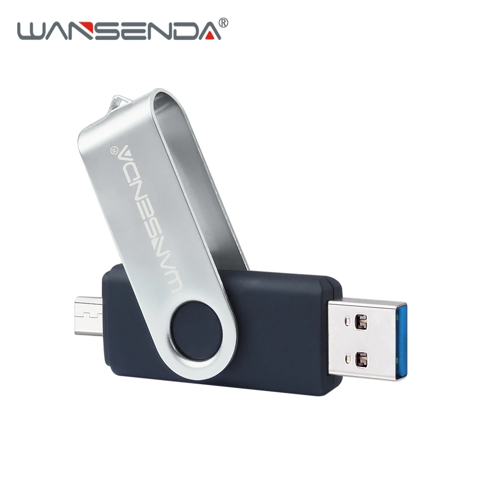 WANSENDA 3.0 OTG USB Flash Drive 128GB 64GB 32GB 16GB 8GB Pen Drive micro usb for phones/tablet USB Memory Stick metal pendrive