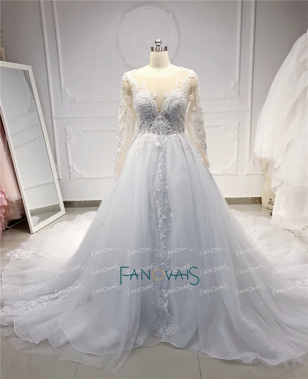 Винтажные Свадебные платья цвета шампанского, бальное платье с коротким рукавом, свадебное платье с длинным шлейфом, кружевное свадебное платье, украшенное бусинами, Vestido de Novia WN4