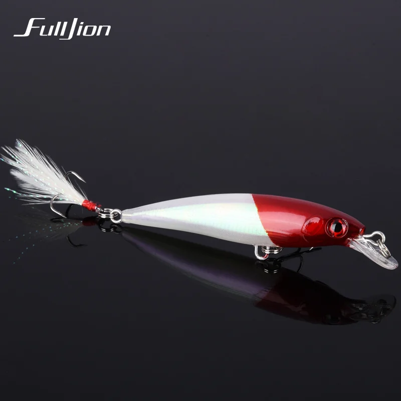 Fulljion 1 шт. рыболовные приманки поплавок гольян воблеры Crankbait искусственные жесткие приманки 3D глаза крючки с пером пластиковые Pesca приманки - Цвет: 05