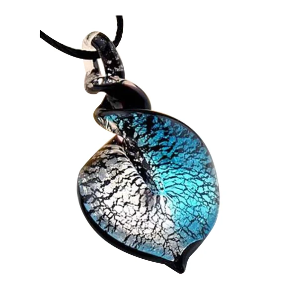 

Elegant Chic Bicolor Knob Heart Lampwork Art Glass Pendant Necklace