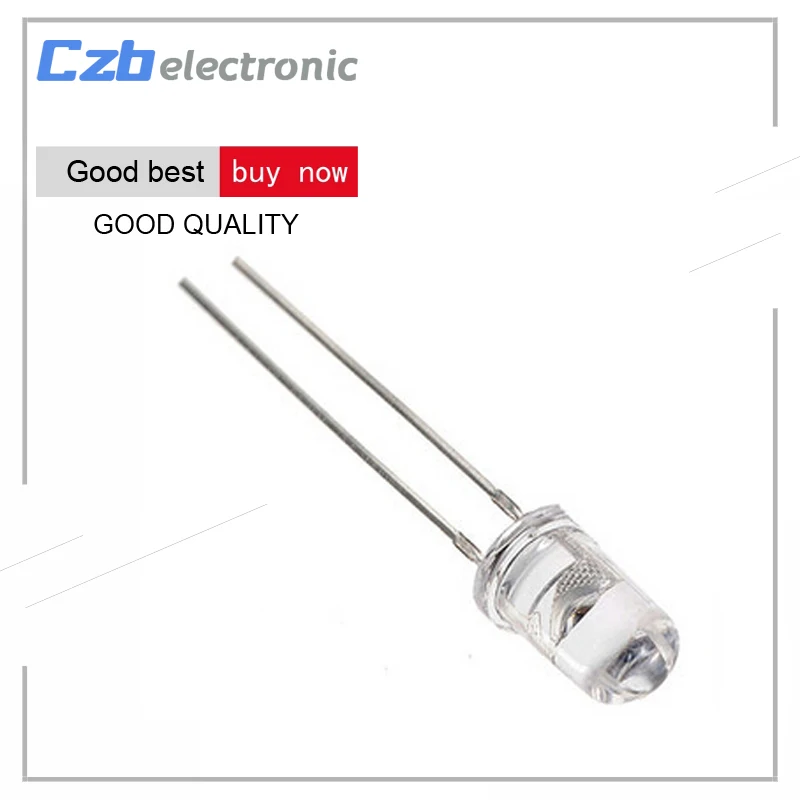 

100pcs Straw Hat 5MM White LED Light Emitting Diode Super Bright Light 1200-1400mcd Highlighted White