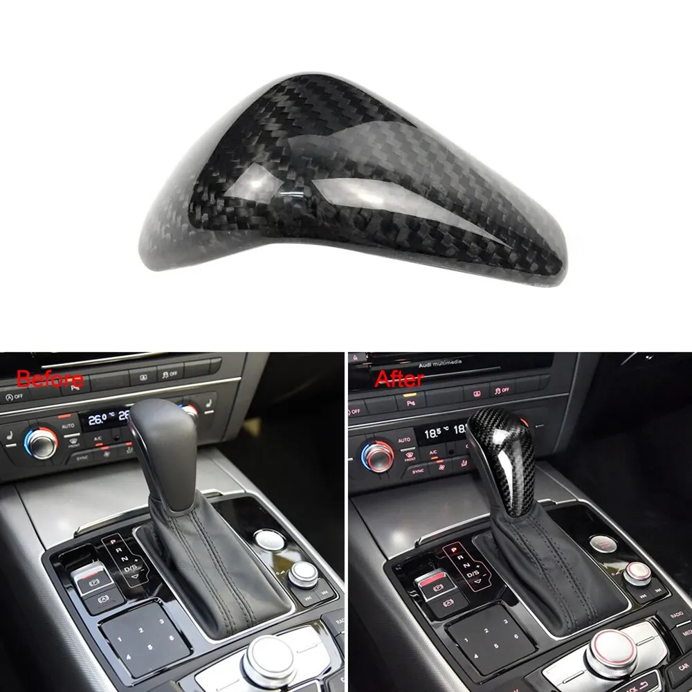 

Car Styling Car Gear Shift Knob Cover Carbon Fiber Auto Decoration for Audi A6L 16-18 / A7 15-18