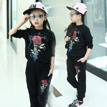 Filles vêtements ensembles rose floral costume de sport adolescentes vêtements école enfants vêtements set 3-13 ans enfants vêtements survêtement