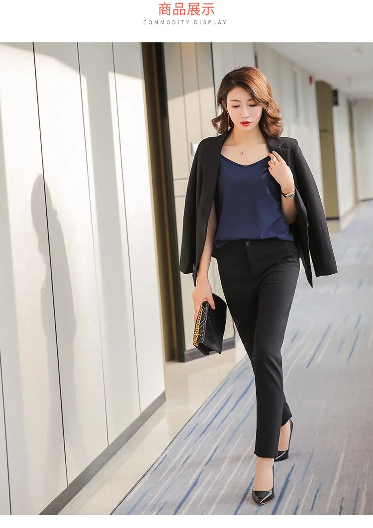 Women's suits 2019 autumn new temperament casual Slim professional long-sleeved white small suit wild nine pants two sets