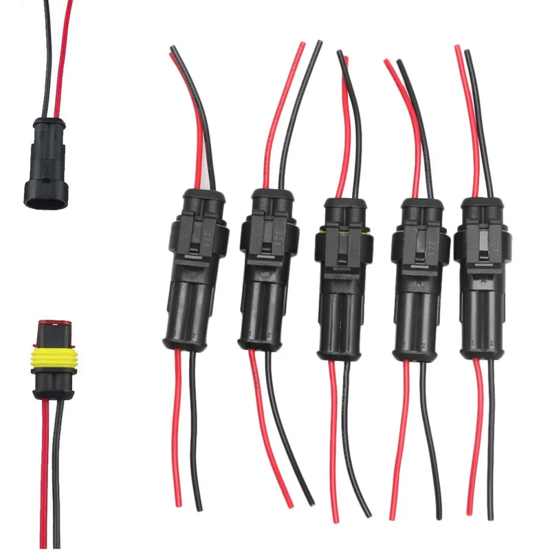 5 Kit 2 Pin Way Car Electrical Connector Plug with Wire AWG Marine Waterproof 5 Kit 2 Pin Way Car Electrical Connector Plug with Wire AWG Marine Waterproof