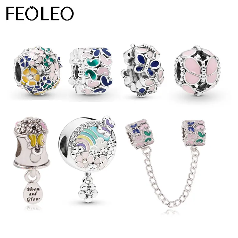 

Enamel Charm European Style DIY Flower Fairy Bead fit Original Pandora Charms Silver Plated Bracelet Jewelry for Women Gift