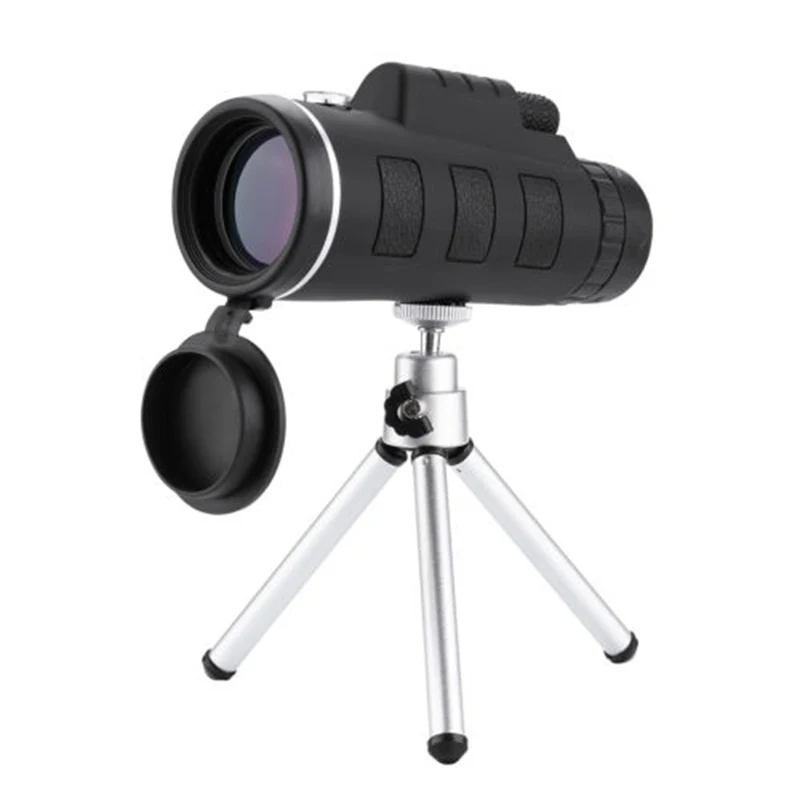 Escopo com Bússola Clipe de Telefone Monocular + Tripé Alta Poderosa Telescópio Monocular hd Duplo Foco Clipe Bússola 40×60