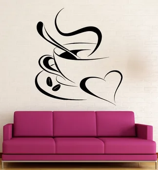 

Coffee Vinyl Decal Romantic Coffee Shop Kitchen Cafe Wall Stickers