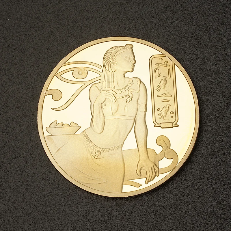 Египетская Клеопатра монеты золото/посеребренные монеты Африка Алжир Ливия эфиопские памятные монеты для коллекции подарков - Цвет: Золотой