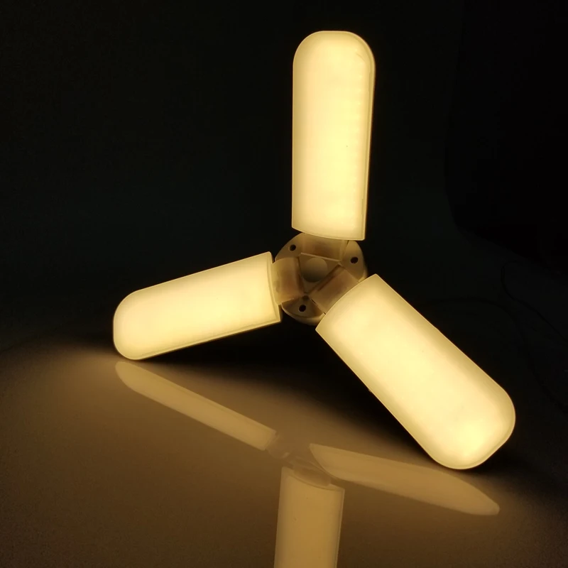 110V-220V 45W E27 LED Bulb Energy Saving Lights Bright Foldable Fan Blade Angle Adjustable Livingroom Ceiling Lamp CE