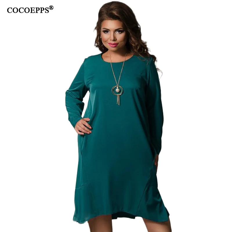 

2019 5XL 6XL Irregular Women Ruffles Winter Dresses Plus Size Loose Long Sleeve Elegant Dress Large Size Female Office Vestidos