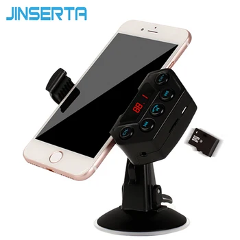 

JINSERTA Car MP3 Audio Player Bluetooth FM Transmitter Wireless Modulator Car Kit HandsFree Phone Holder Support TF Card