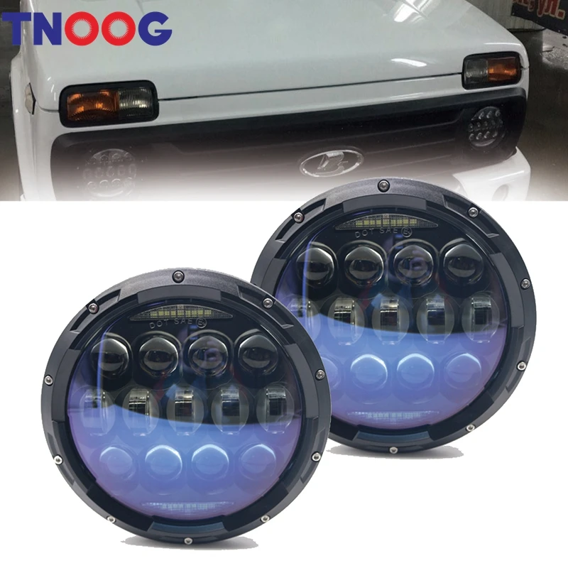 

TNOOG 7" LED Headlight Kit DRL/amber turn signal 130w Led lamp for Off Road Jeep Wrangler Jk Tj Lada 4x4 urban Niva UAZ Hunter