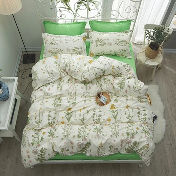 

Floral Simple style Modern adult bedding sets quilt cover sheets pillowcase bed sheets soft Princess style Home textiles