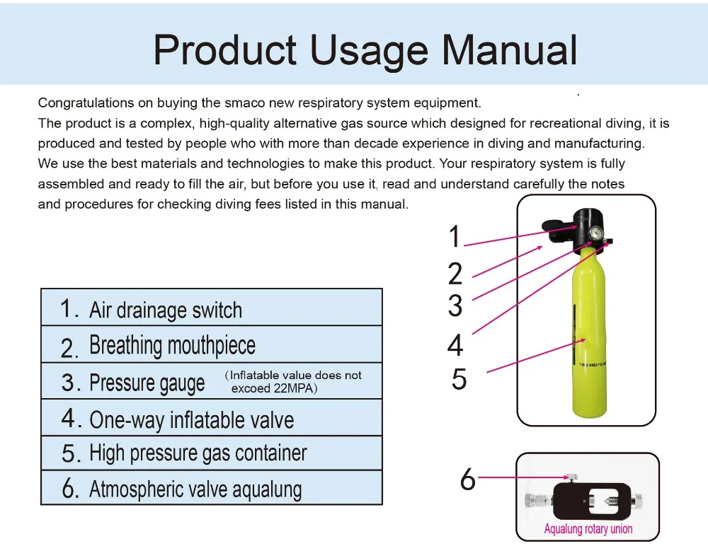 Мини кислородные баллоны с насосом для подводного плавания, подводное дыхательное устройство, небольшой регулятор для дайвинга, цилиндр
