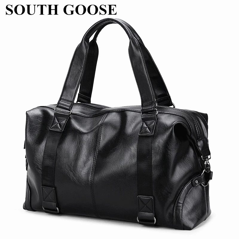 Мужские кожаные дорожные сумки с надписью «SOUTH GOOSE», сумка для багажа, мужская спортивная сумка, Вместительная дорожная сумка-тоут, сумка