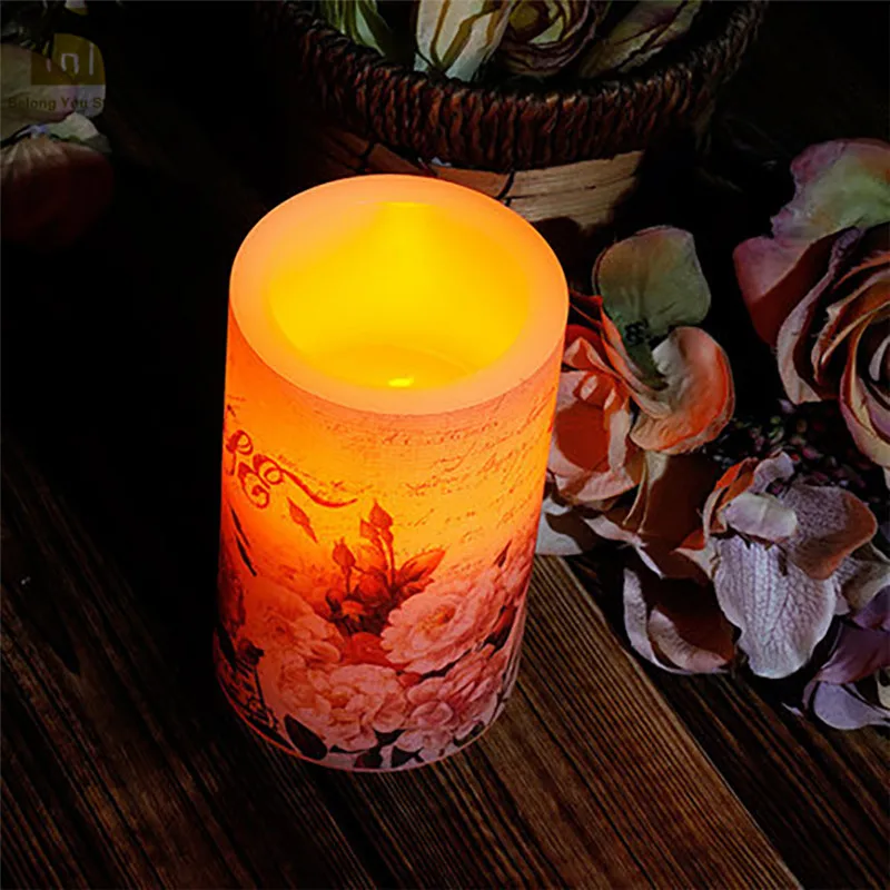 7.5x15cm Led Electronic Candle Home Romantic Decoration Velas Bougie Chauffe-plat Wax Flameless Pillar Candles Birthday Making JKK210 - Цвет: 7.5x15cm