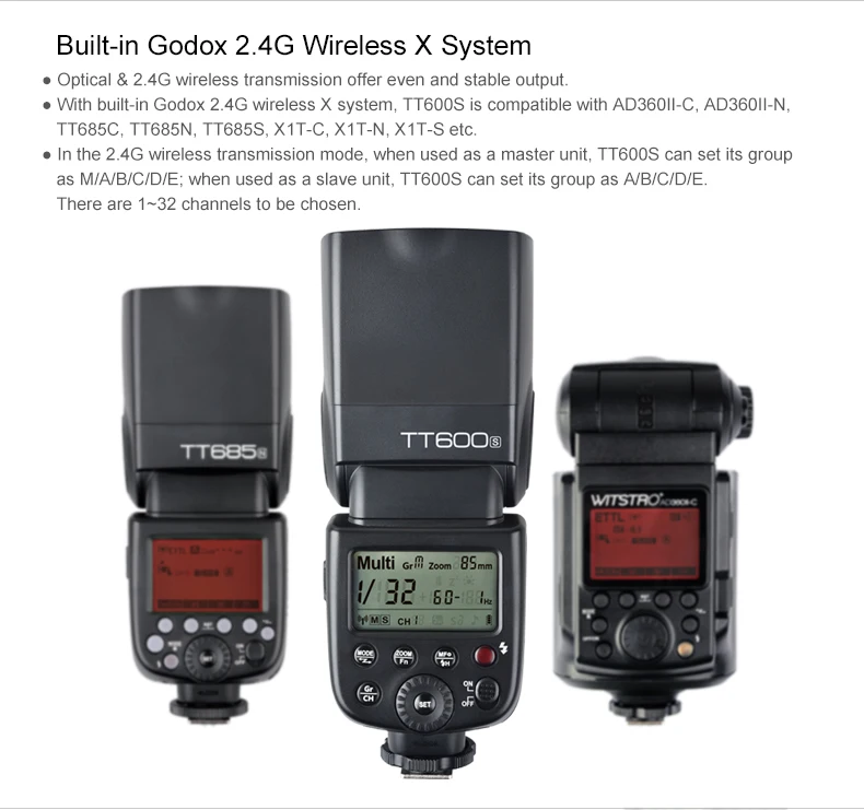 Godox TT600s вспышка для камеры Speedlite 2,4G Беспроводная Master Slave X1T-S HSS ttl для sony a6000 a7 II III a58 a6500 a6300 a37