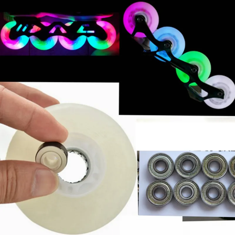 Kufun الأسطوانة التزلج حذاء تزلج بعجلات 8/مجموعة مشرقة عجلات و تحمل فلاش LED بو 90A 72 ملليمتر 76 ملليمتر 80 ملليمتر لوول