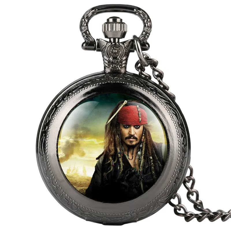 Fobs модные для мужчин карманные часы Пираты Caribbea кинематографическая тематика карманные часы серьги кулон кварцевые карманные часы ретро