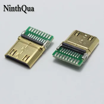 

1pcs DIY Mini HDMI Type C Welding Type Male Jack Plug 19 Pin PCB Connector 19+1 Gold-plated Plugs