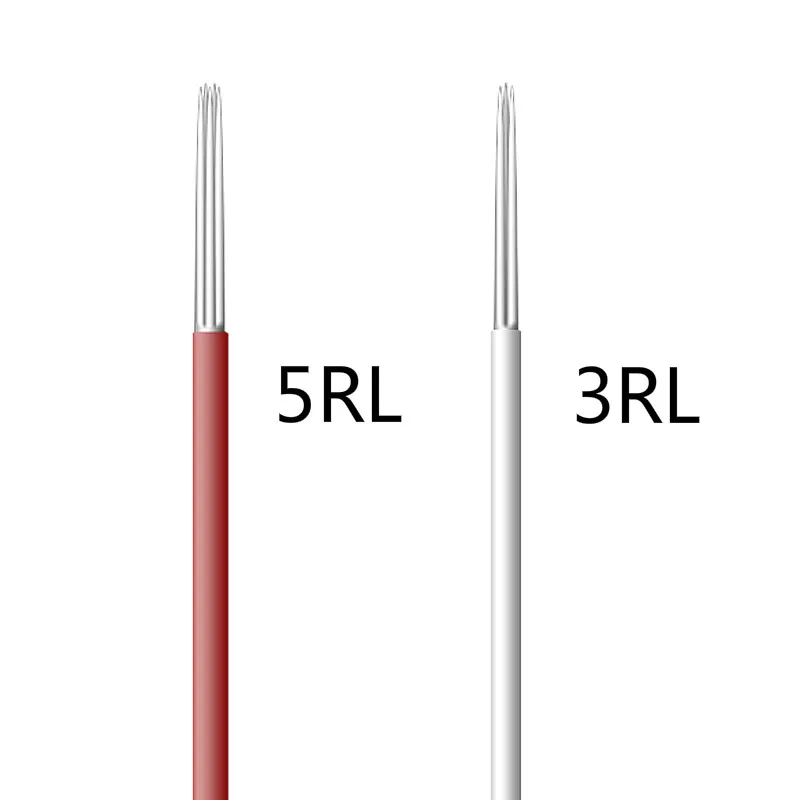 

Professional 50 pcs Disposable Round Tattoo Needles Permanent Makeup Pen for Lip Eyebrow 4 Sizes Mix 5RL 3RL 3RS 5RS