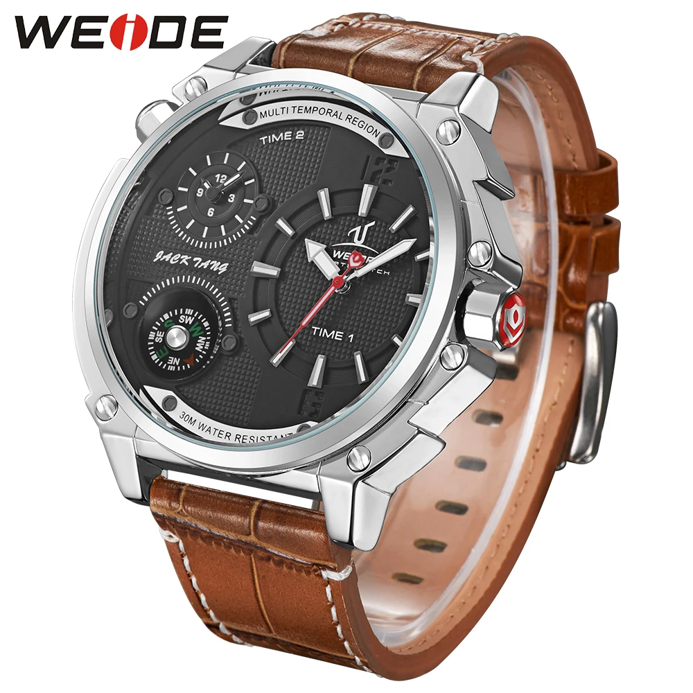 WEIDE Военный компас часы Relogio Masculino мужские Quarzt аналоговый дисплей пояса из