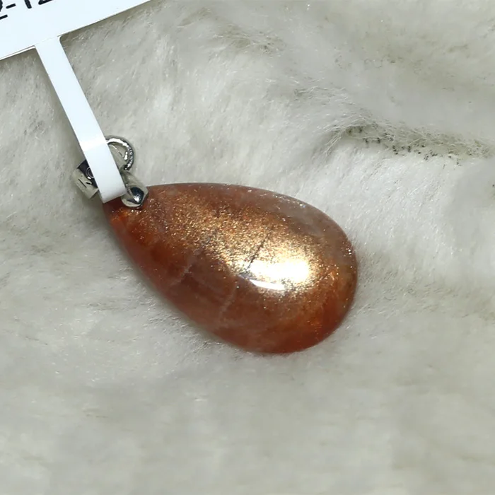

High Quality Flash Good Light Natural Genuine Orange Gold Sunstone Pendant 00432