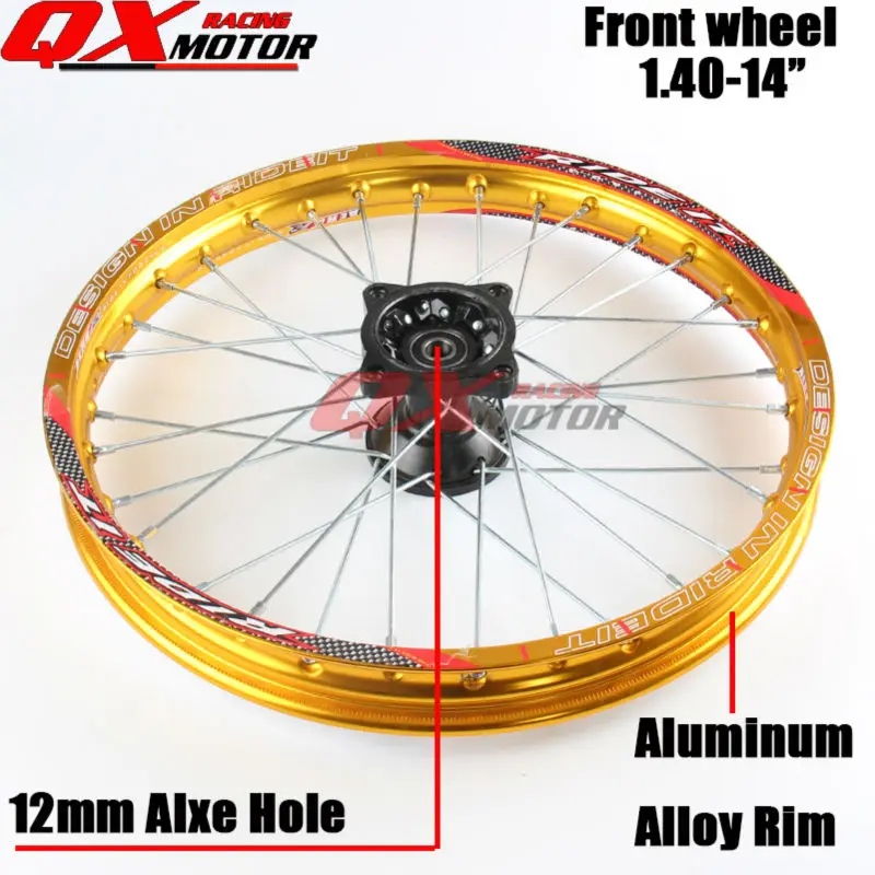 Dirt bike 1.40 14" Inch Alloy Rim Front Wheels 32 holes Fit 60/100 14