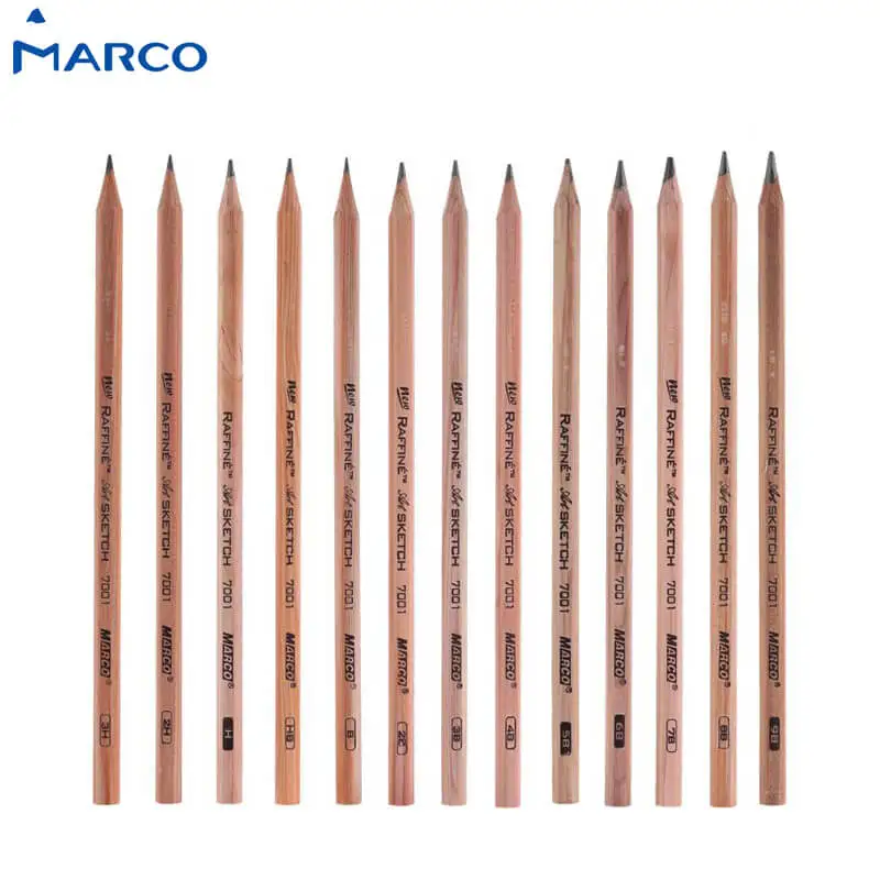 Марко Раффин 12 шт./олово 3H-9B профессиональные карандаши для набросков, черные деревянные карандаши для рисования, школьные принадлежности для студентов