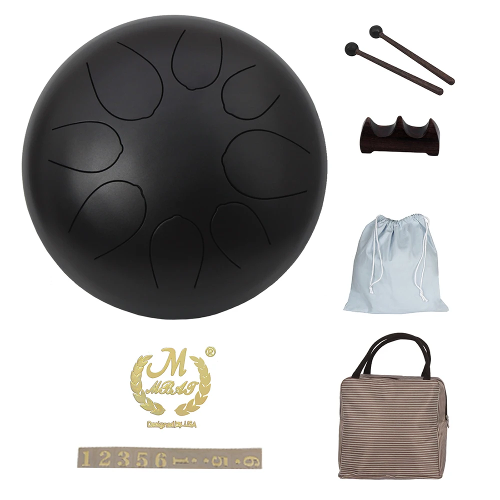 

10 Inch Steel Tongue Drum Percussion Instrument Hand Pan Drum with Drum Mallets Carry Bags Note Sticks