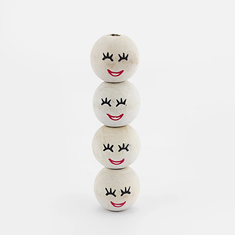 20 шт деревянные круглые окрашенные улыбающиеся лицо и брови свободные ремесленные бусины 18 мм(4 мм отверстие) DIY ожерелье браслет