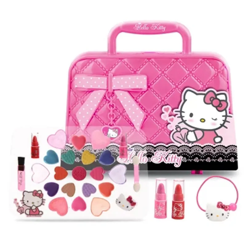 100FUN Children's Toys Girl Cosmetic Set Safety Princess Hello Kitty Makeup Box Little Girl Birthday Gift Toys For Children