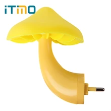 iTimo EU US Plug Mushroom Wall Socket Lights LED Night Light Lamp for Bedroom Home Decoration Light-controlled Sensor