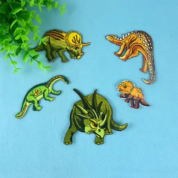 

Set of 5 Jurassic Park Dinosaurs Embroideried Iron on Patches for Clothing Sew Applique Jacket Clothes Stickers for Backpacks