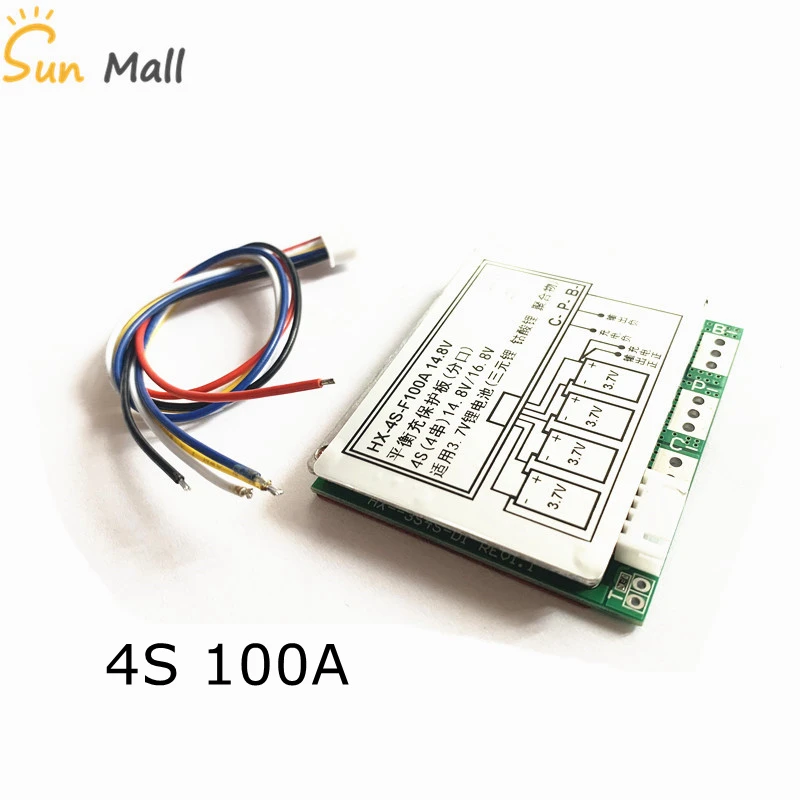 

4S 100A BMS 12.8V Lithium iron phosphate battery 14.8V lithium battery protection Board with balanced Version Split port