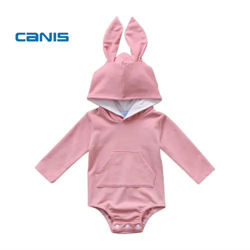 CANIS 2018 Newborn font b Baby b font Girl Boys Romper Hooded Rabbit Ear Romper Cute