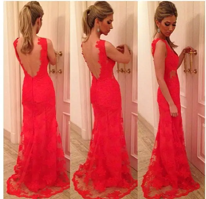 

Discount dress new spring and summer fashion lady's sexy v-neck backless cultivate one's morality package buttocks lace dress