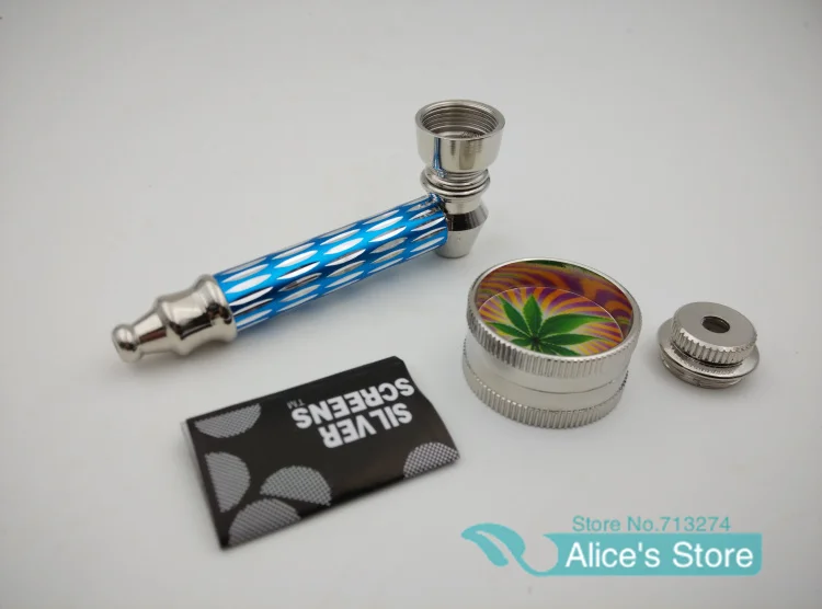 Free shipping 5sets/lot Fashion Metal smoking weed pipes + mini