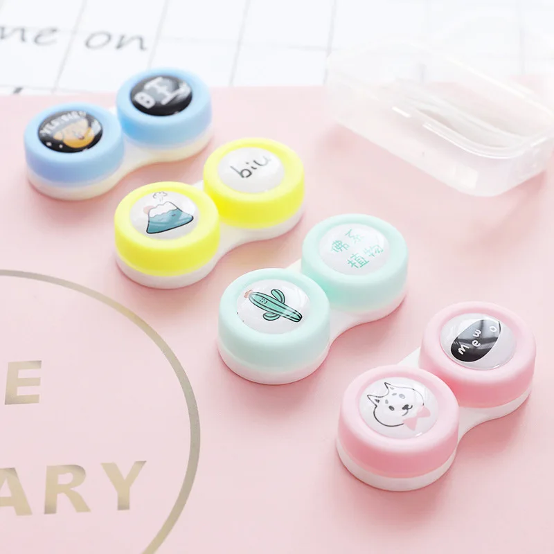 

1Pcs PVC Plastic Catoon Fashion Cute Cover Colorful Lens Case Holder Box Case Storage Tool Free SHipping Hot Sale