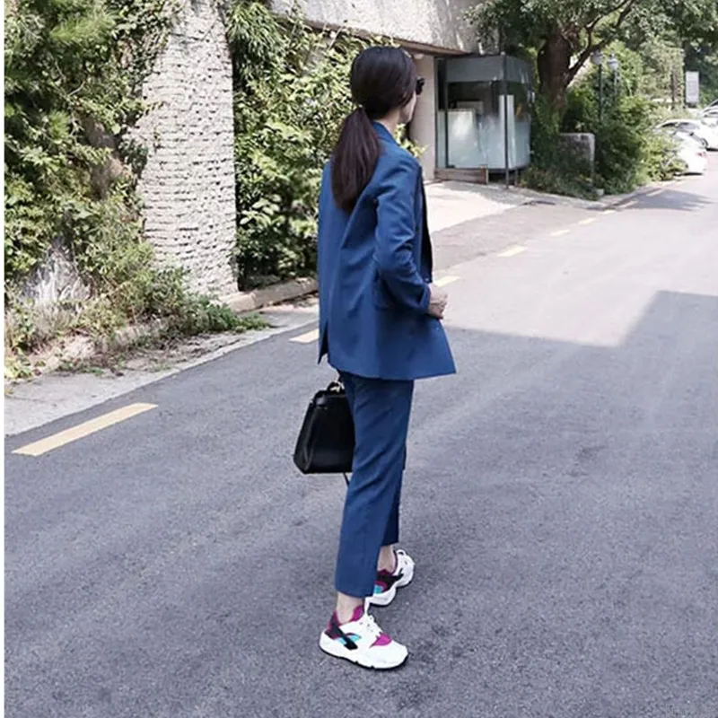 Set female 201 spring and autumn new fashion loose casual small suit jacket + nine pants fashion elegant two-piece