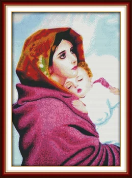 

Holy mother & holy son Counted 11CT Printed 14CT DMC Cross Stitch Set DIY Chinese Cotton Cross-stitch Kit Embroidery Needlework