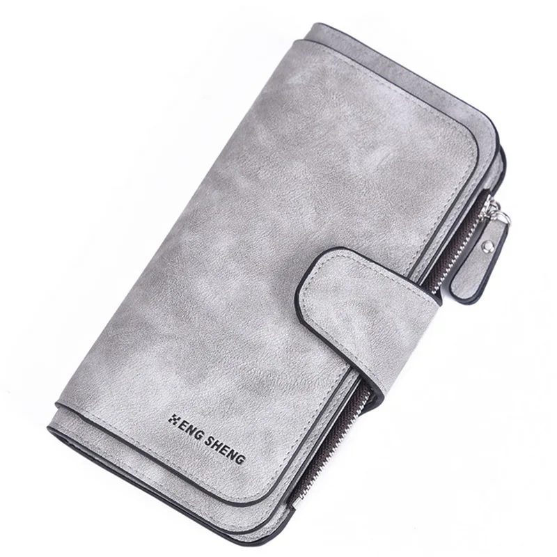 Light Gray Long Женские кошельки из искусственной кожи брендовый дизайнерский Длинный кошелек на молнии Женский держатель для карт Дамский кошелек для монет сумка для денег Carteira Feminina - Цвет: Light Gray Long