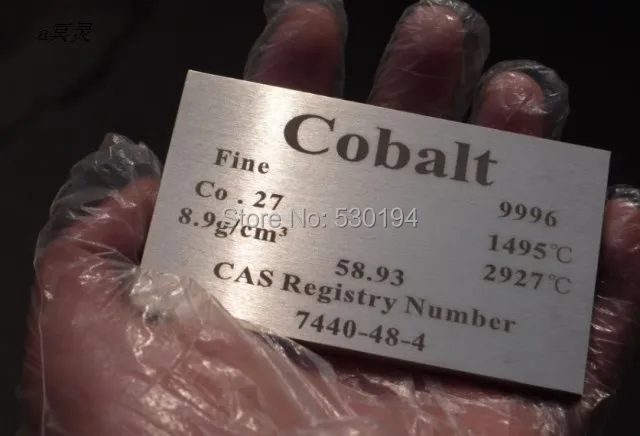 

Cobalt Co 99.96% Pure 270g Carved Element Periodic Table Sheet 5*60*100 mm