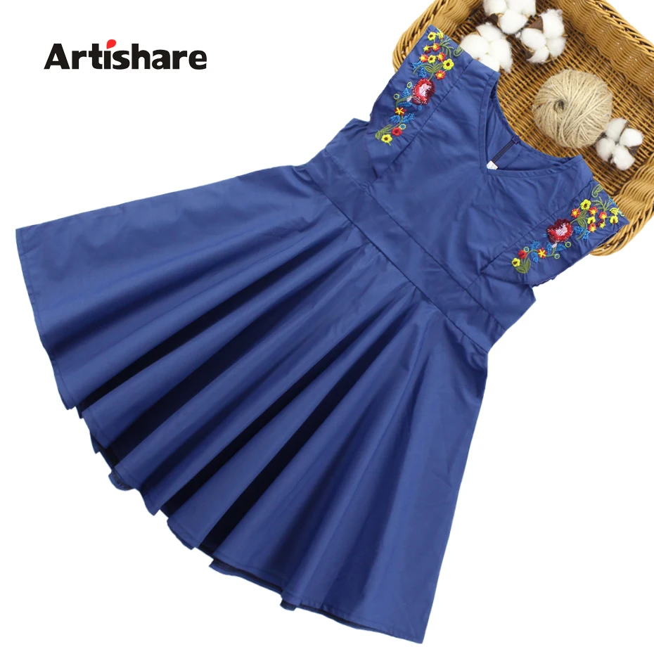 Платье для девочек детское праздничное платье с цветочной вышивкой платье без рукавов Детские костюмы для девочек-подростков 6, 8, 10, 12, 14 лет